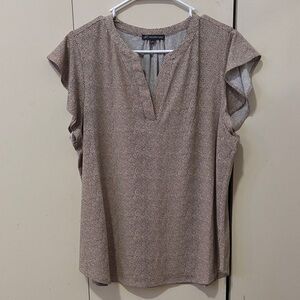 Adrianna Papell Beige Flutter Sleeve Blouse